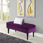 Purple Upholstered Storage Bench Footstool Piano Bench Hallway Bench